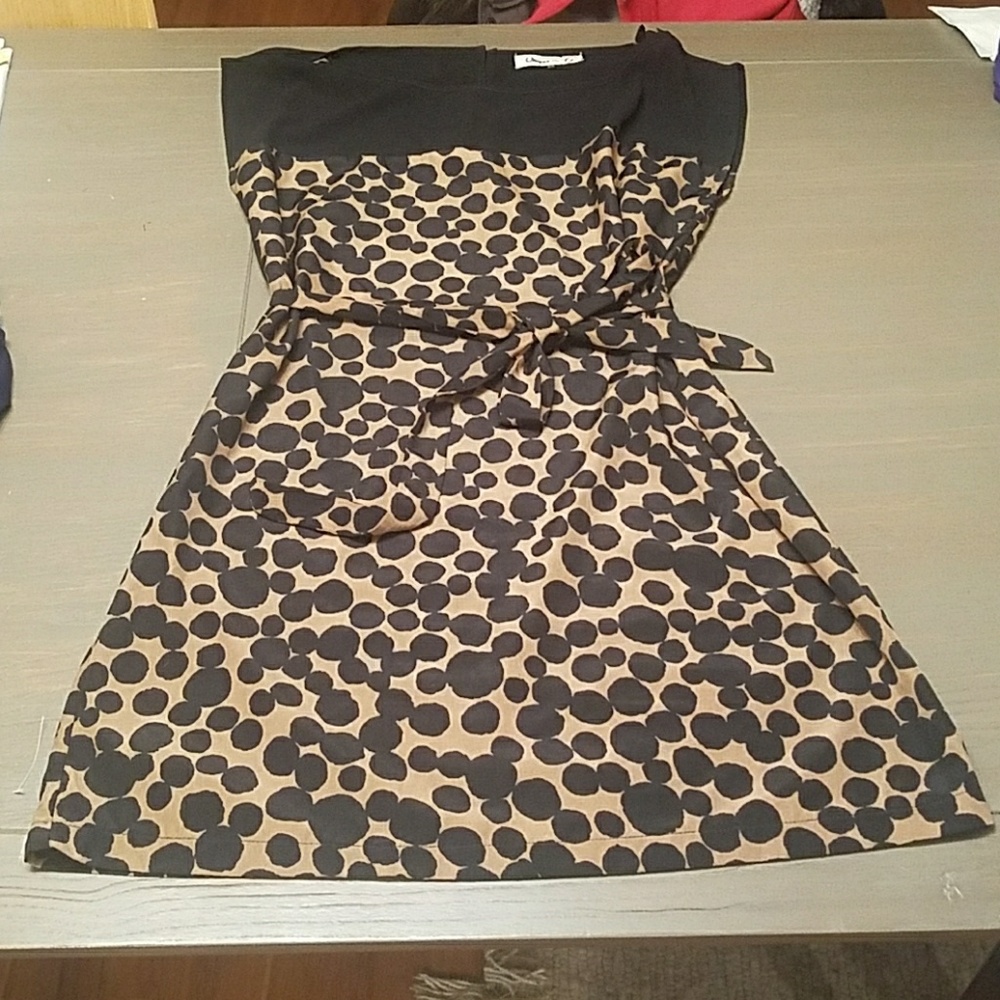 Black and gold polka dot dress